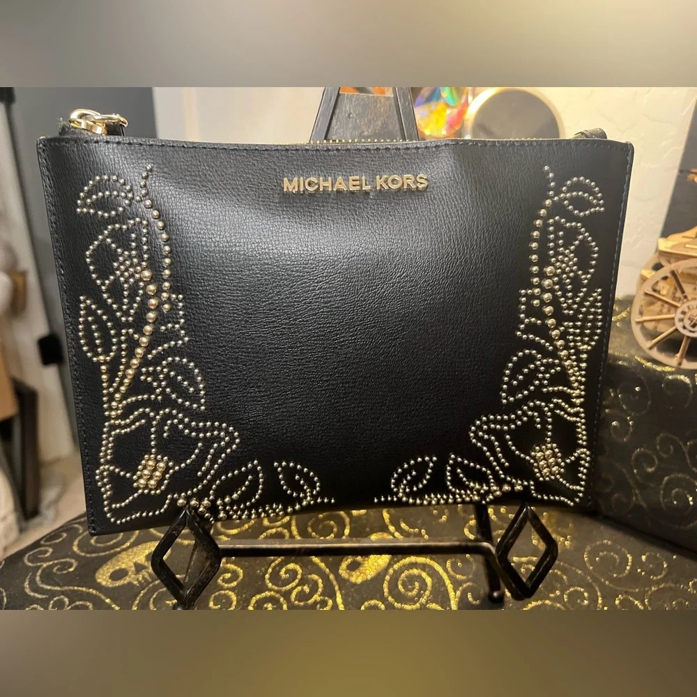 Michael Kors Black Studded XLarge Wristlet Bag